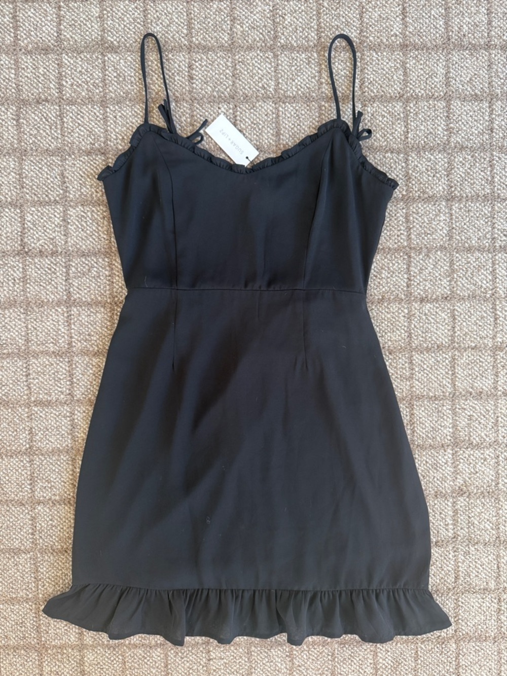 Sugarlips Black Mini Dress with Ruffle Hem